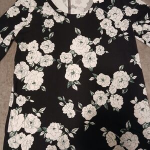 Cato Black and White Floral Long Sleeve Top